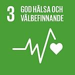 Logotyp för agenda 2030s mål nummer 3 - god hälsa och välbefinnande.